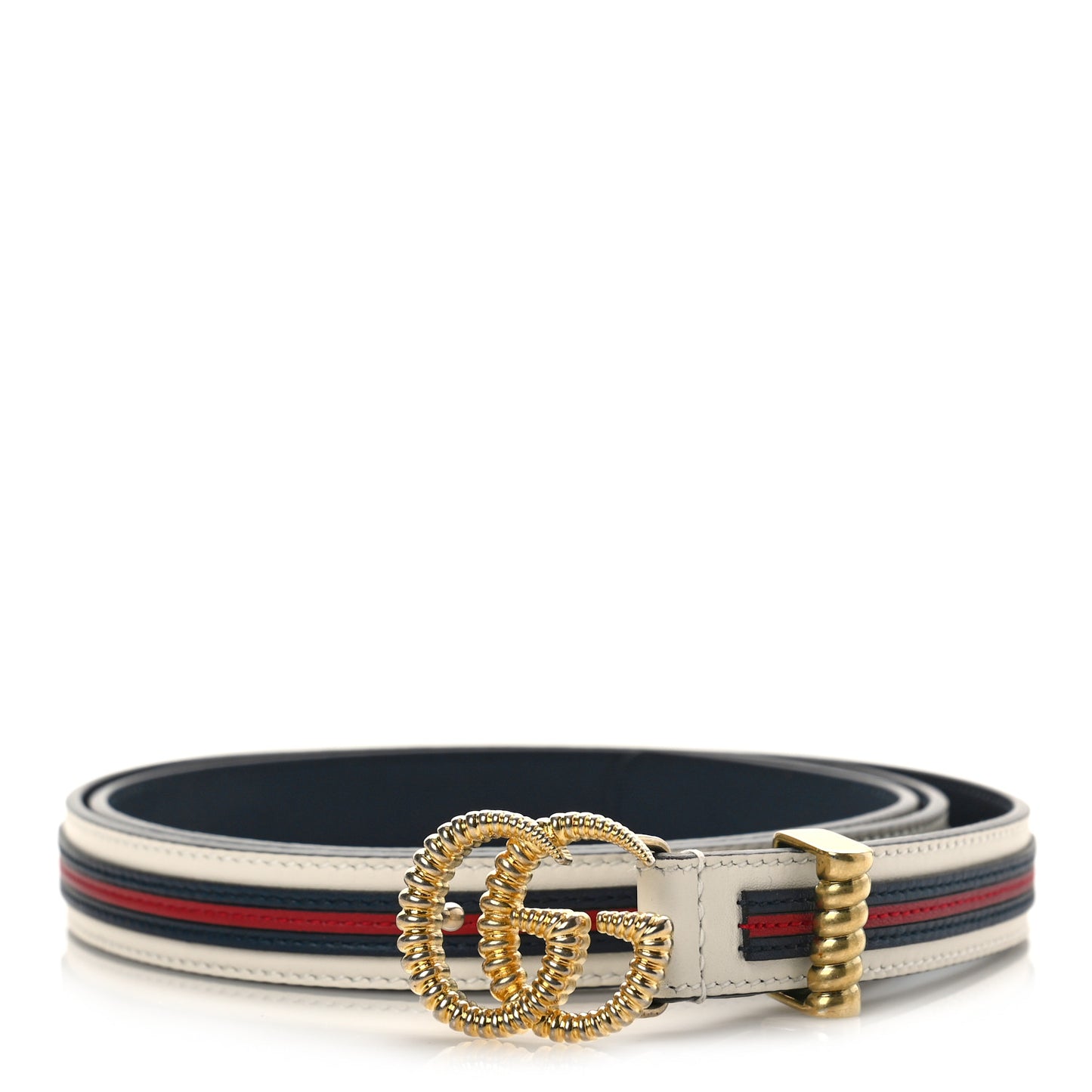 Calfskin 20mm Torchon Double G Sylvie Belt 95 38 Off White Blue Red
