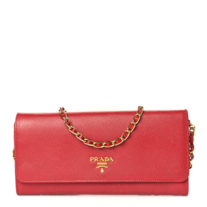 Prada Saffiano Wallet on Chain Fuoco 2 of 8