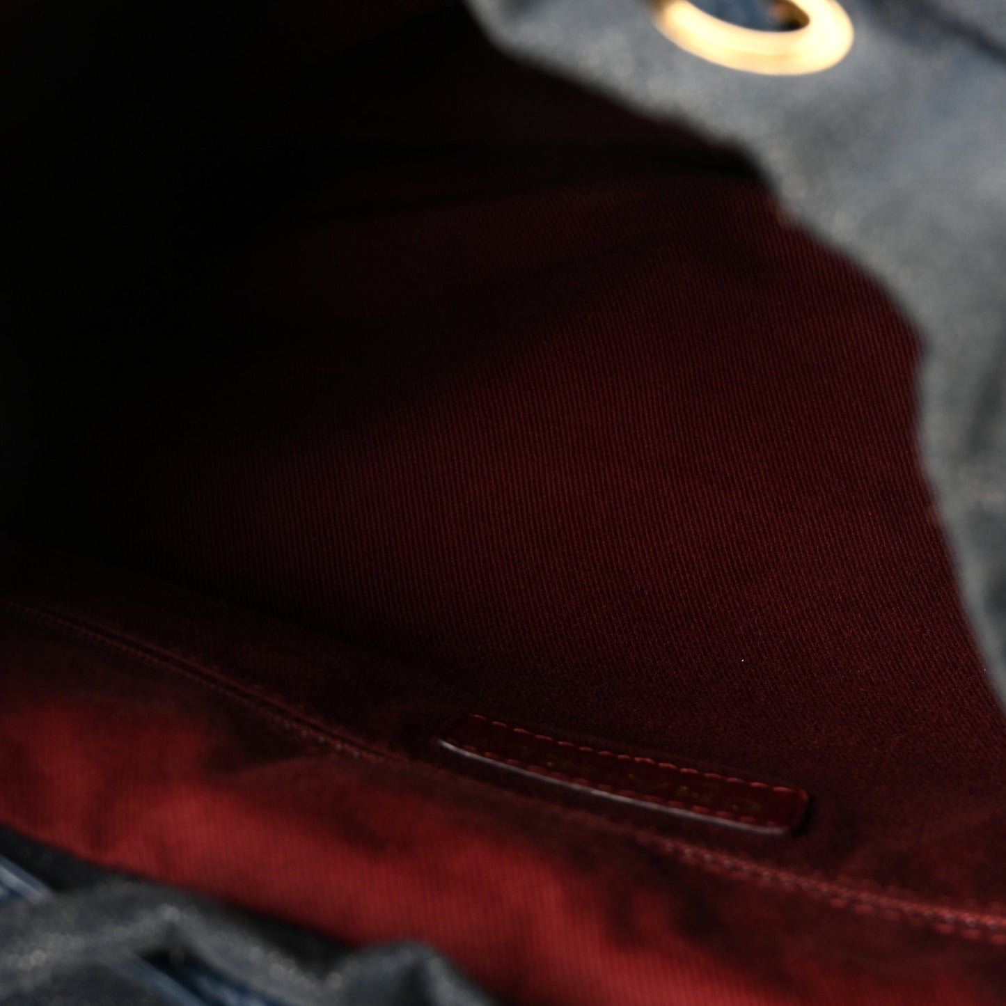 Denim Calfskin Quilted Backpack Blue