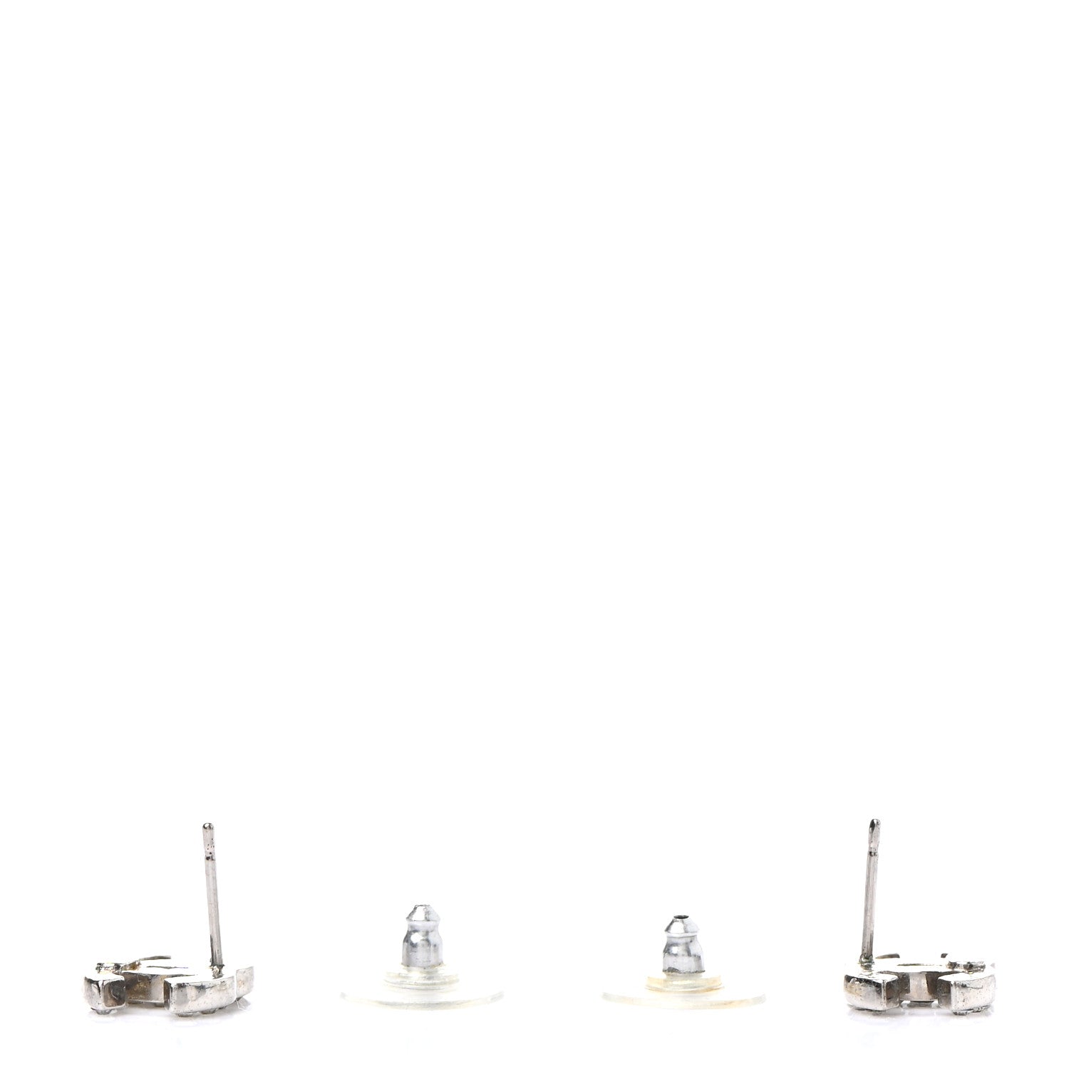 Chanel Crystal Mini Timeless CC Earrings Silver 3 of 6