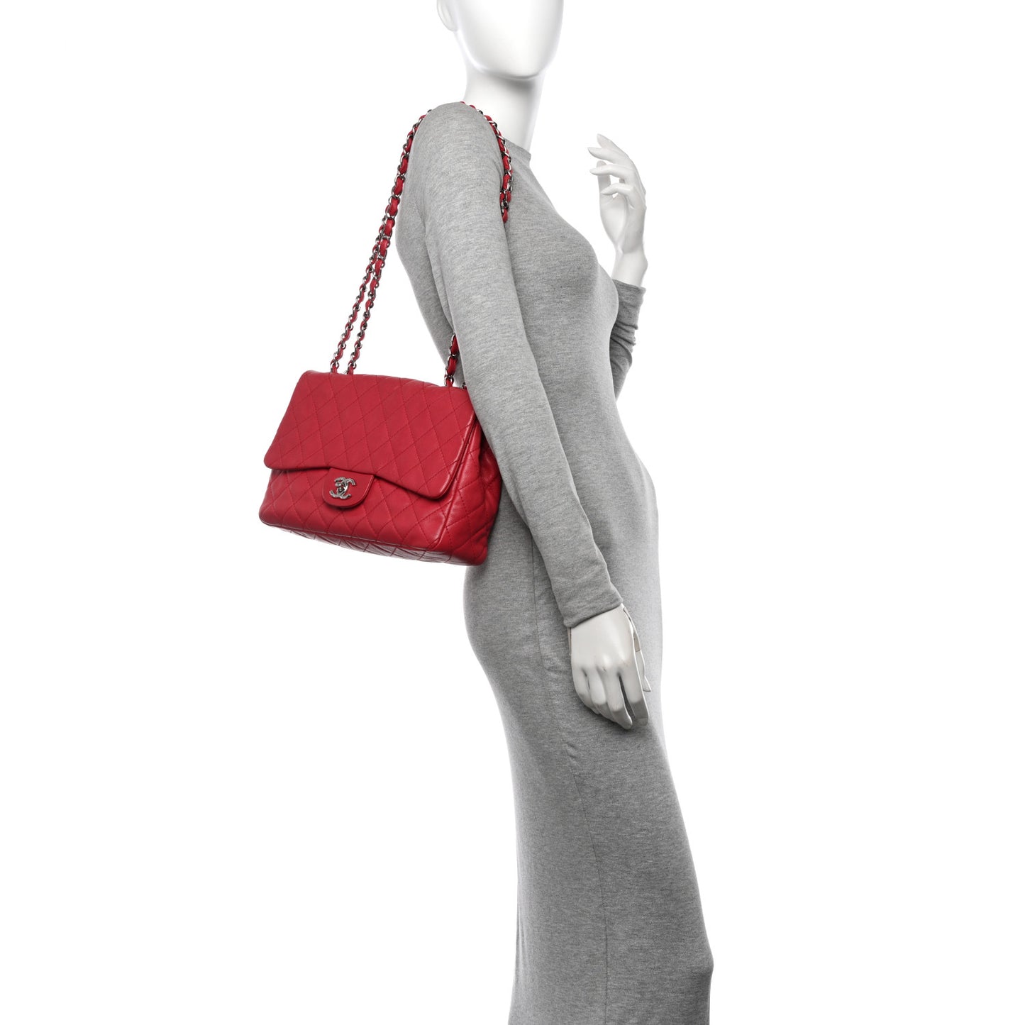 Caviar Quilted Jumbo Single Flap Fuchsia
