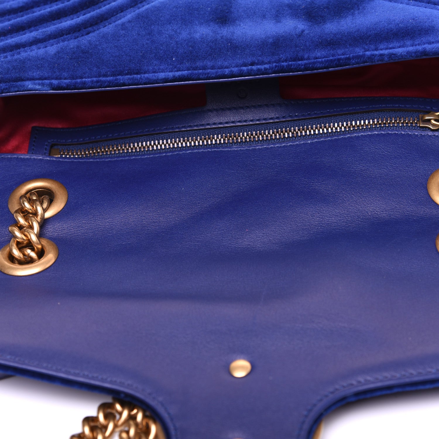 Gucci Velvet Matelasse Small GG Marmont Shoulder Bag Cobalt Blue 11 of 13