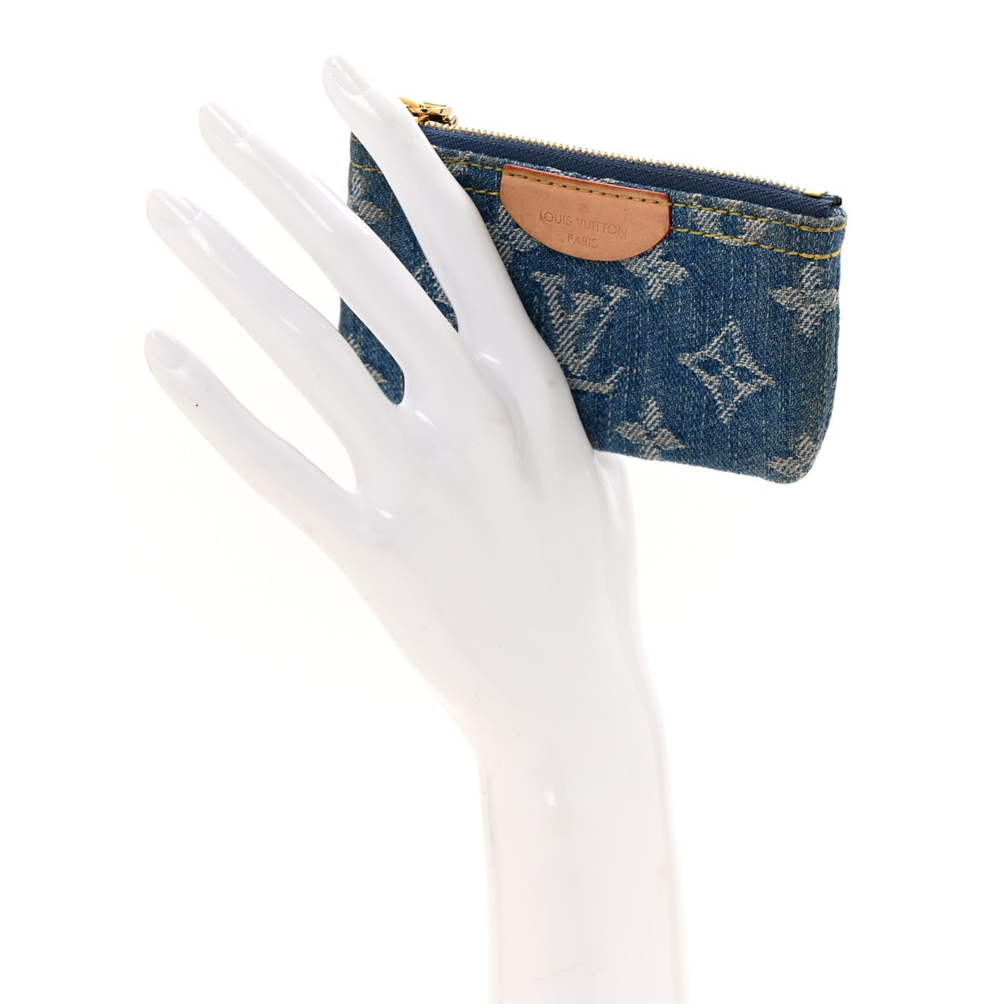 Monogram Denim Key Pouch Denim Blue