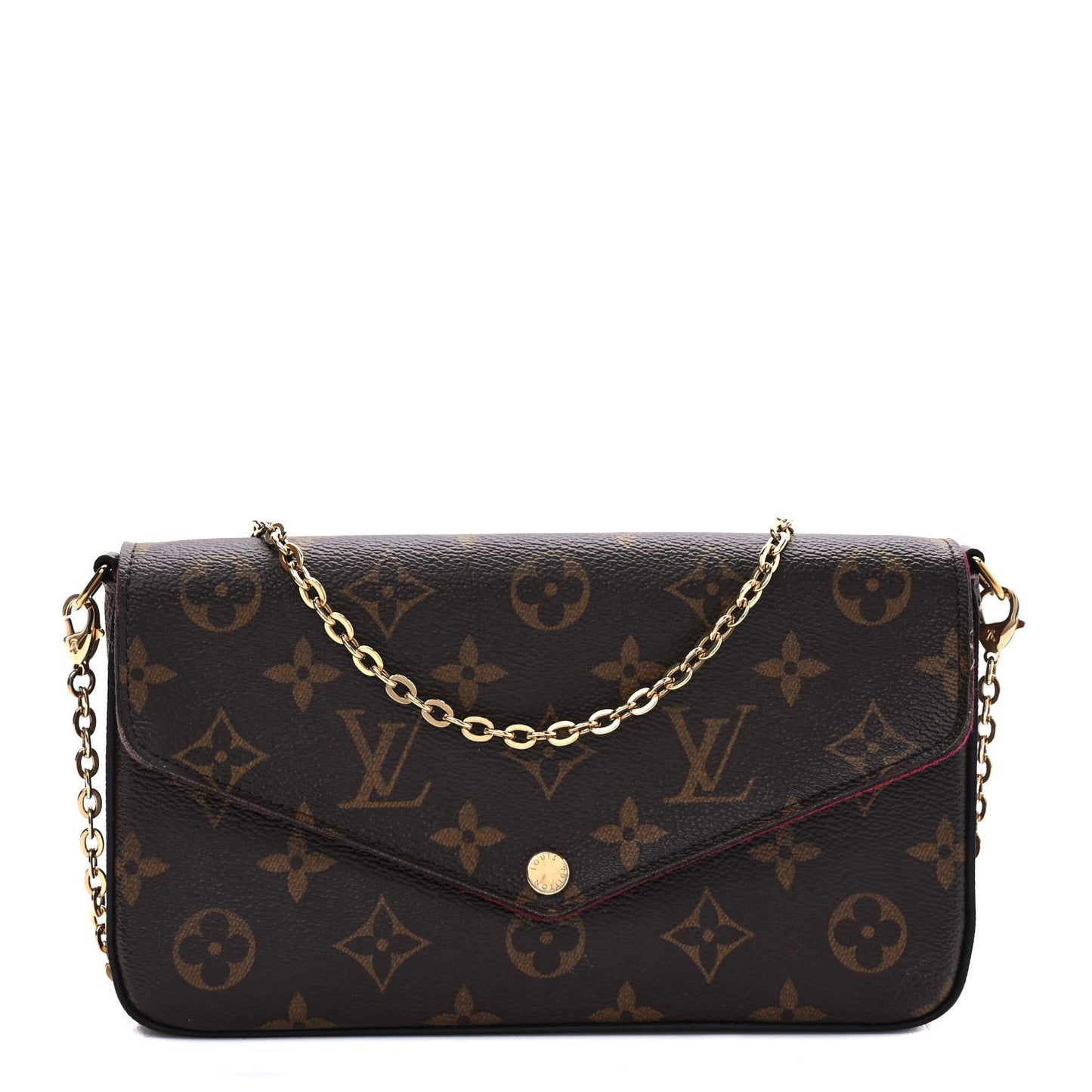 Monogram Pochette Felicie Chain Wallet Fuchsia