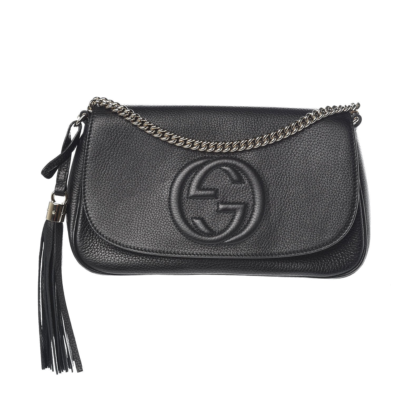 Gucci Pebbled Calfskin Medium Soho Flap Crossbody Black 1 of 9