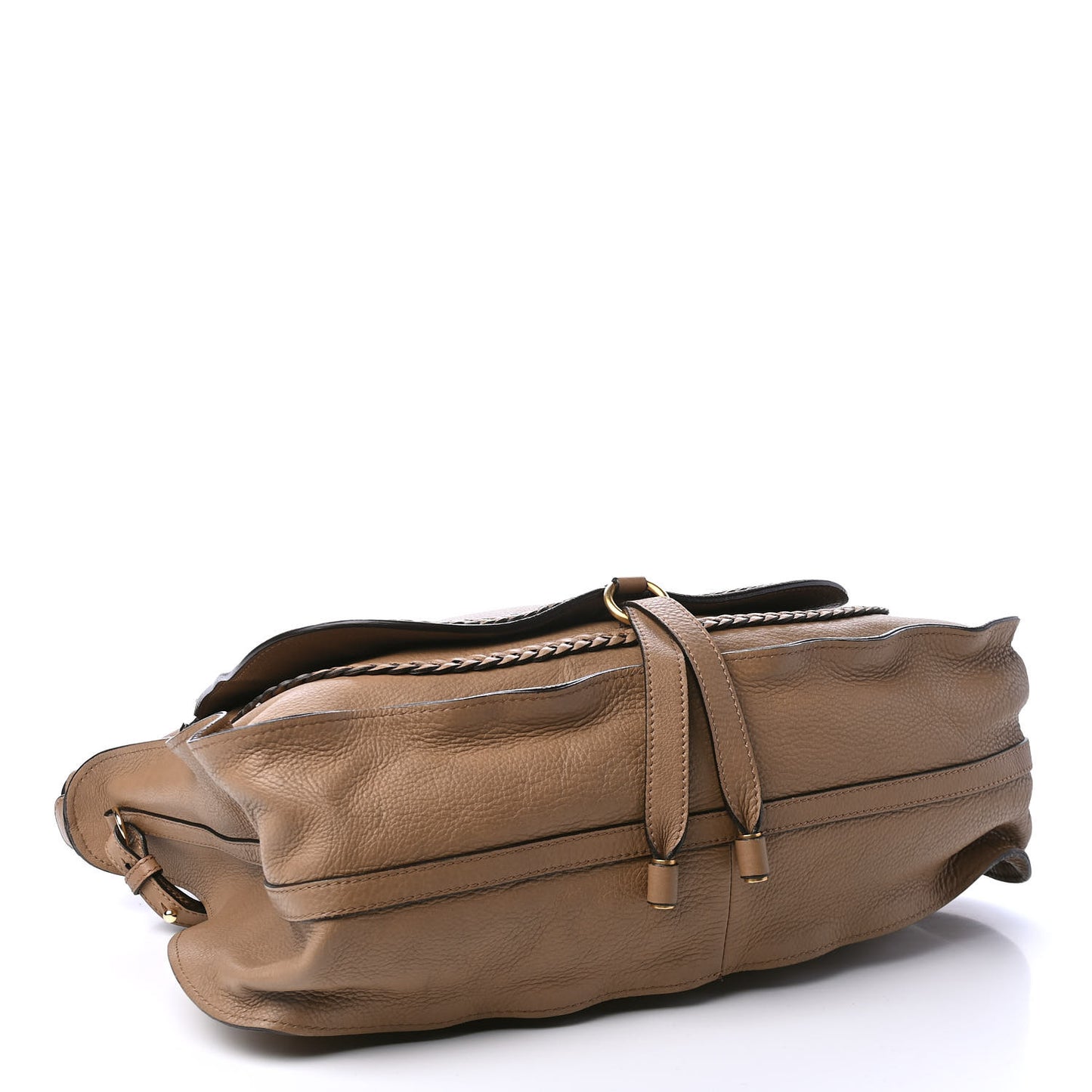 Calfskin Braided Large Marcie Satchel Nut