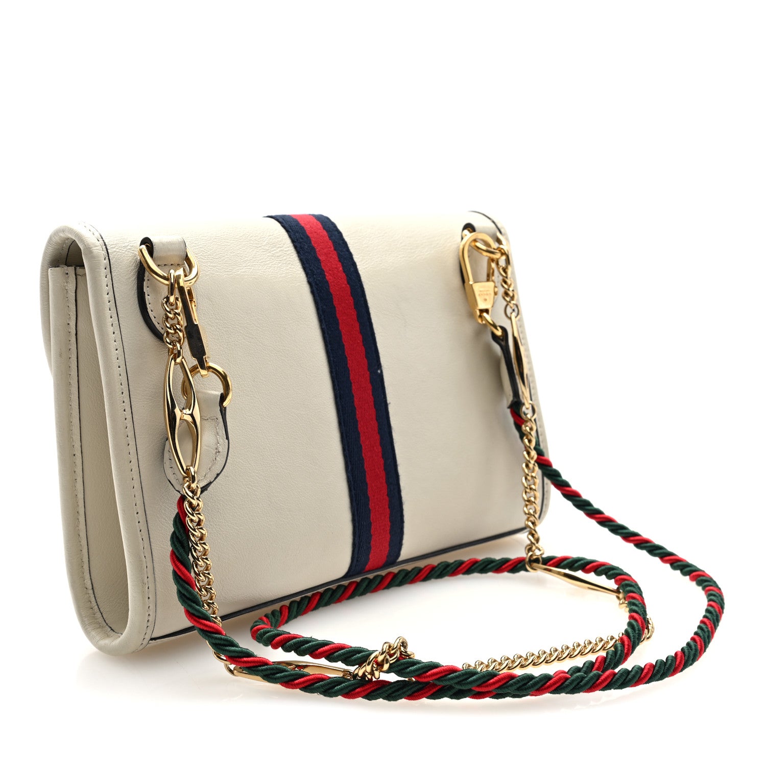 Gucci Textured Calfskin Web Small Rajah Slim Flap Shoulder Bag Mystic White 3 of 11
