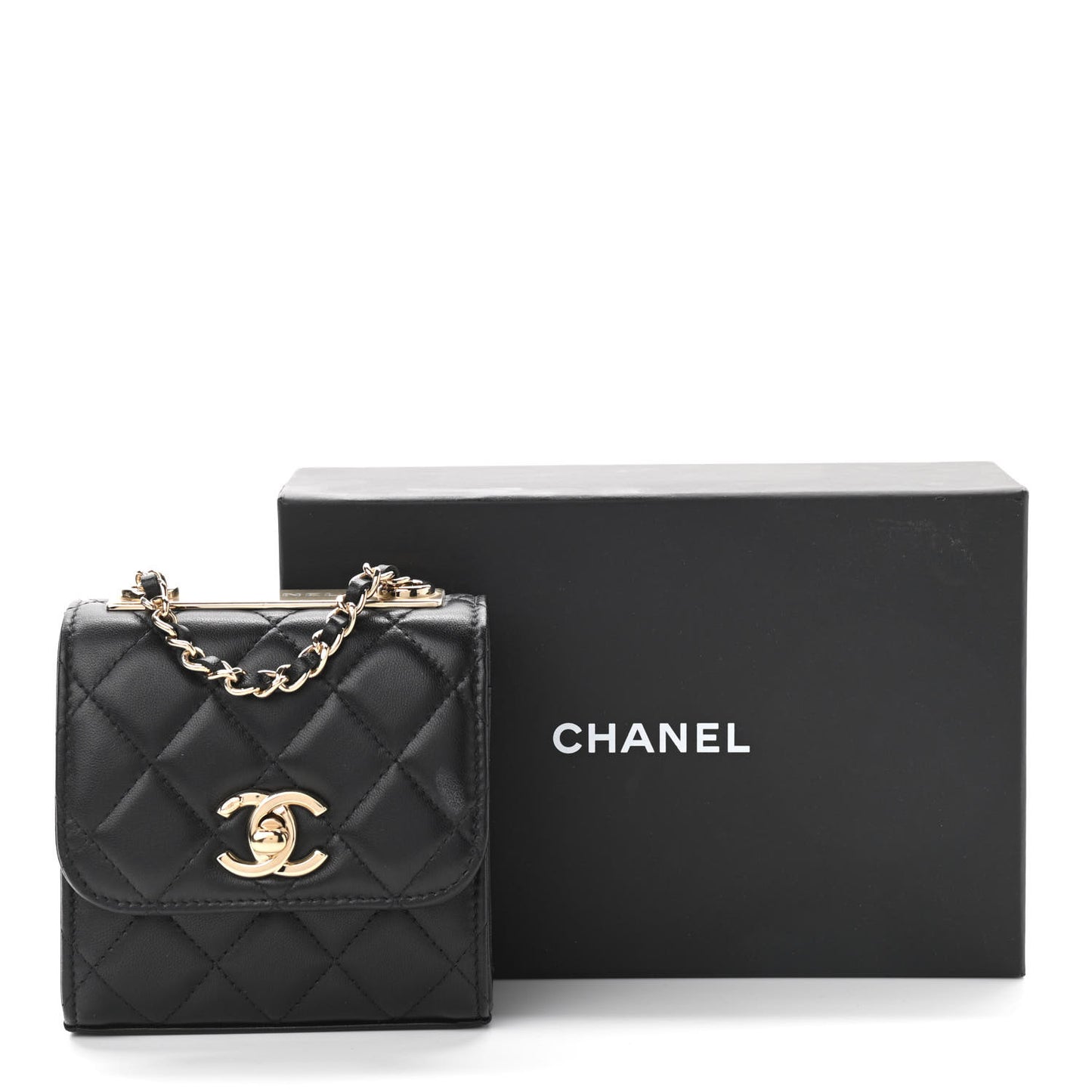 Lambskin Quilted Mini Trendy CC Chain Wallet Black