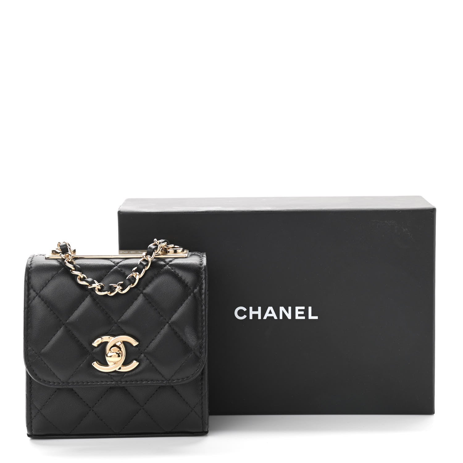 Chanel Lambskin Quilted Mini Trendy CC Chain Wallet Black 12 of 12