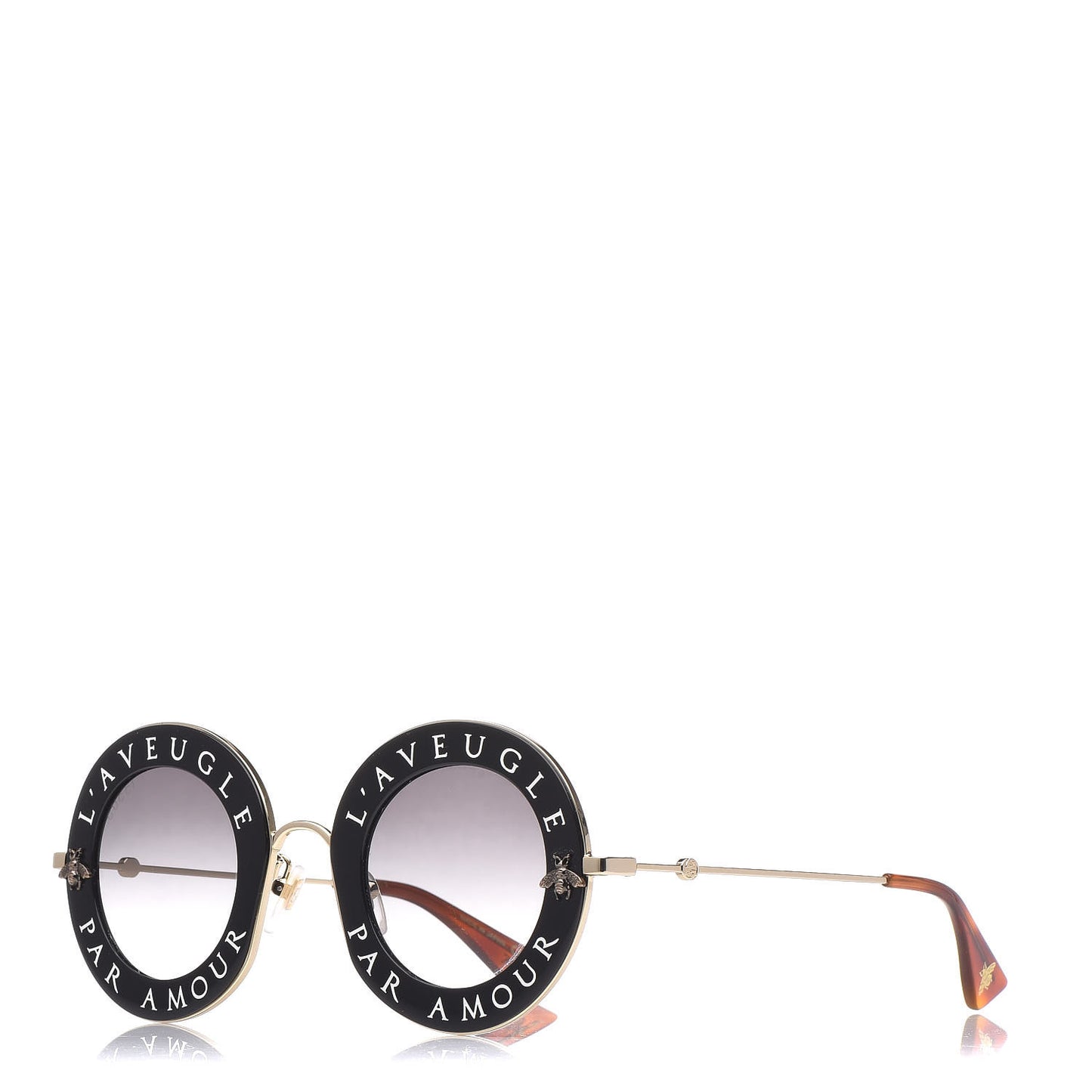 Metal L'Aveugle Par Amour Round Frame Sunglasses GG0113S Black