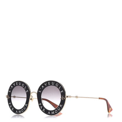 Gucci Metal L'Aveugle Par Amour Round Frame Sunglasses GG0113S Black 1 of 7