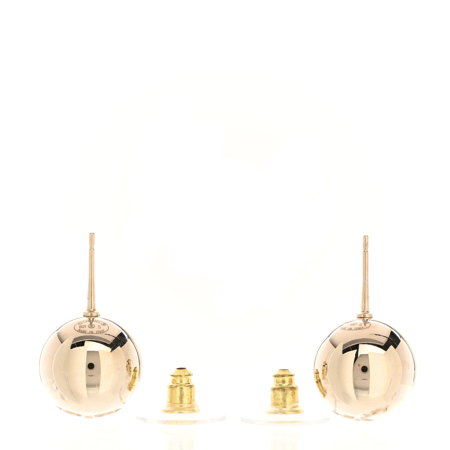 Metal Bead CC Stud Earrings Gold