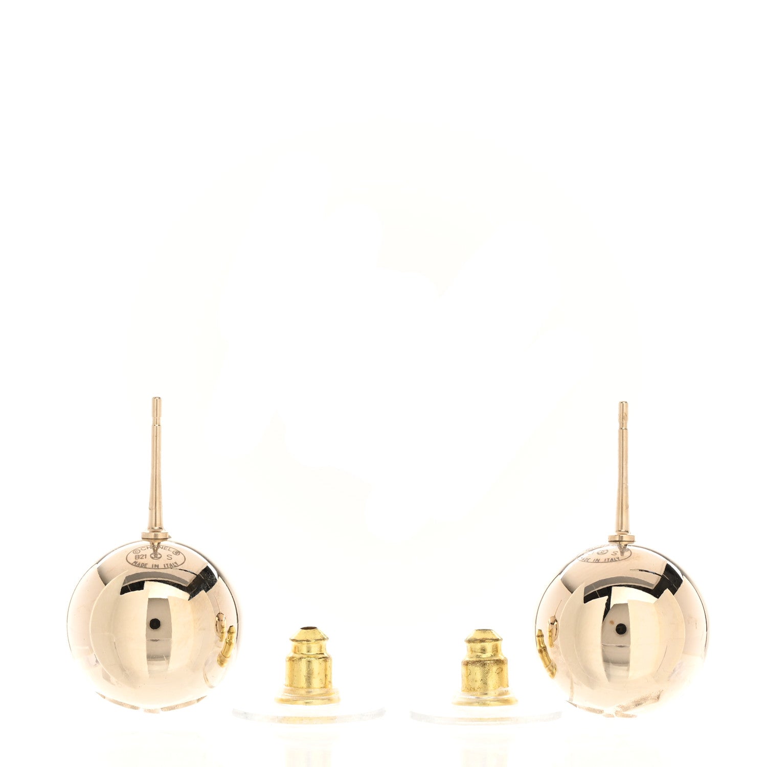 Chanel Metal Bead CC Stud Earrings Gold 3 of 5