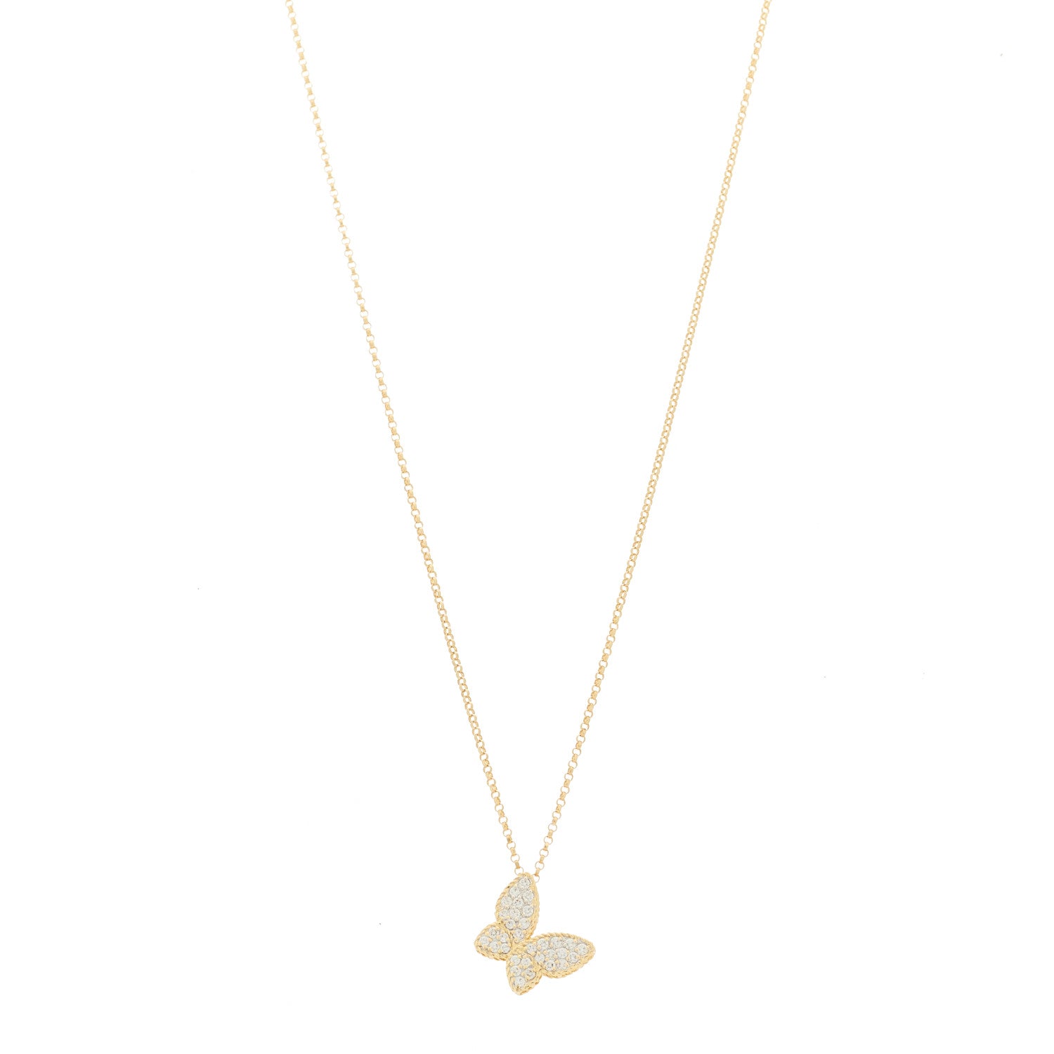 Roberto Coin 18K Yellow Gold Diamond Princess Butterfly Pendant Necklace 1 of 5