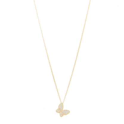 Roberto Coin 18K Yellow Gold Diamond Princess Butterfly Pendant Necklace 1 of 5