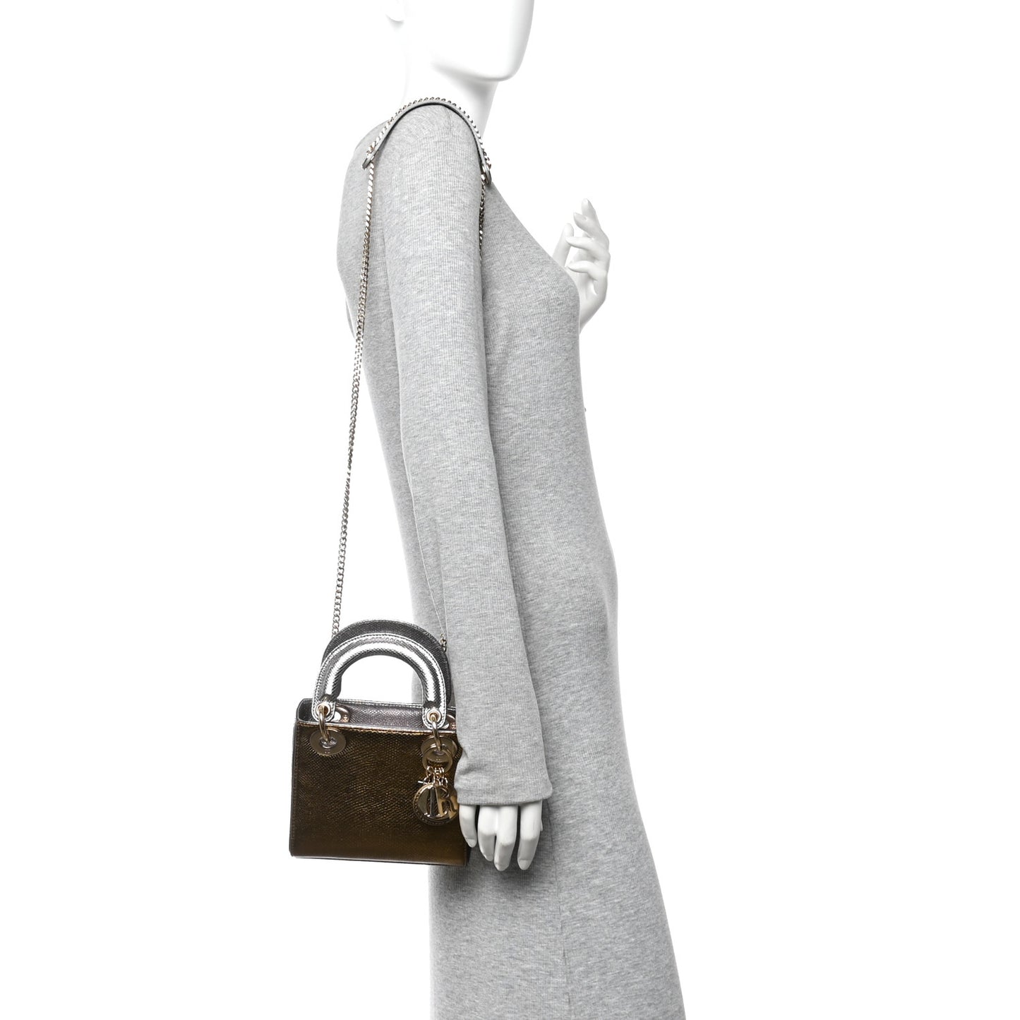 Metallic Karung Mini Lady Dior Gold Multicolor