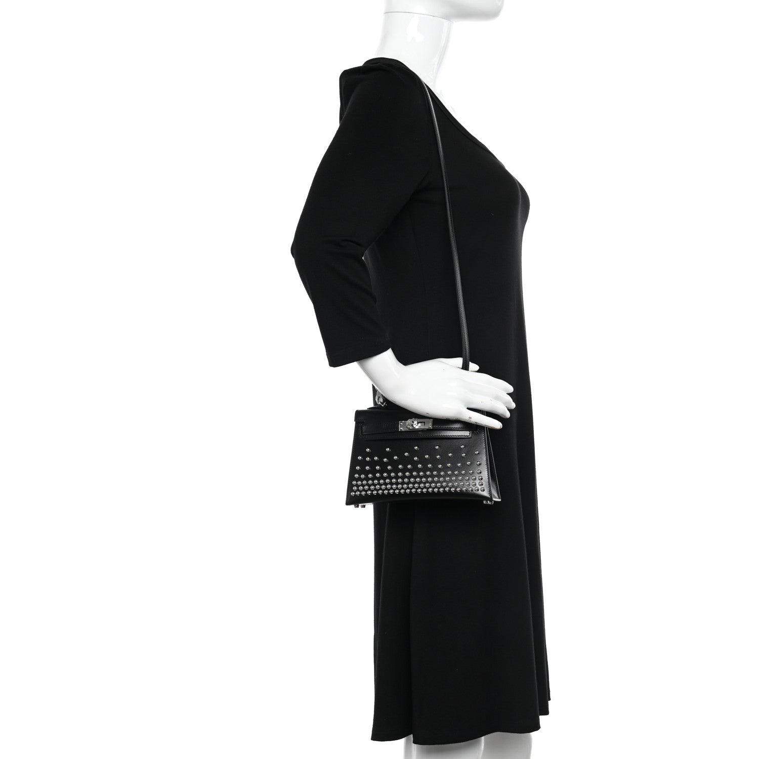 Hermes Box Studded Clouté Mini Kelly Sellier 20 Black 2 of 10