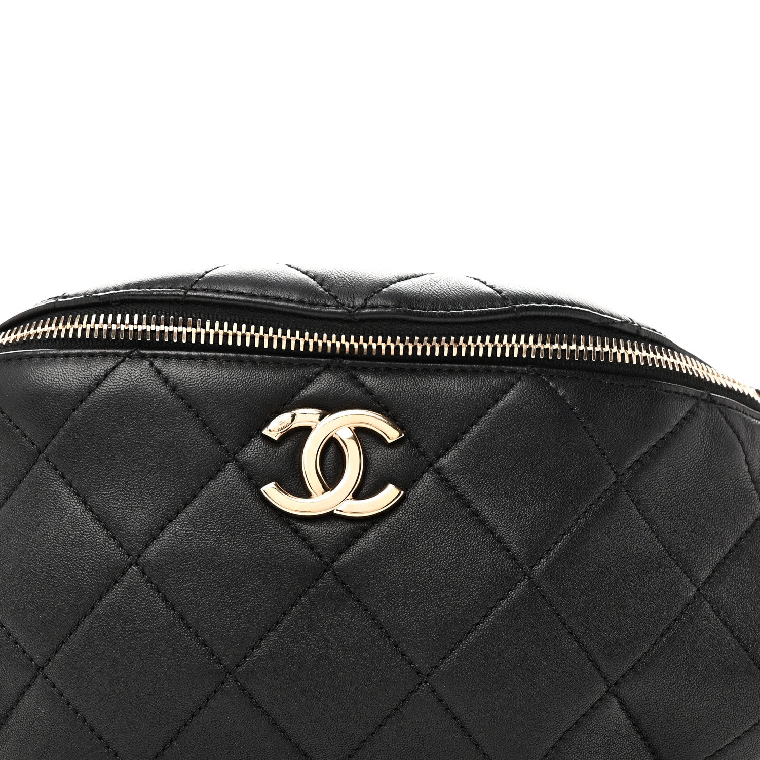 Chanel Lambskin Quilted Resin Bi-Color Waist Bag Fanny Pack Black 8 of 10