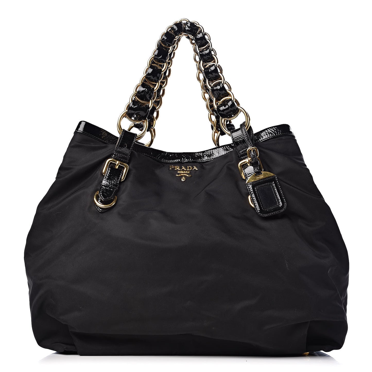Tessuto Nylon Chain Shoulder Bag Black