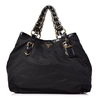 Prada Tessuto Nylon Chain Shoulder Bag Black 1 of 12