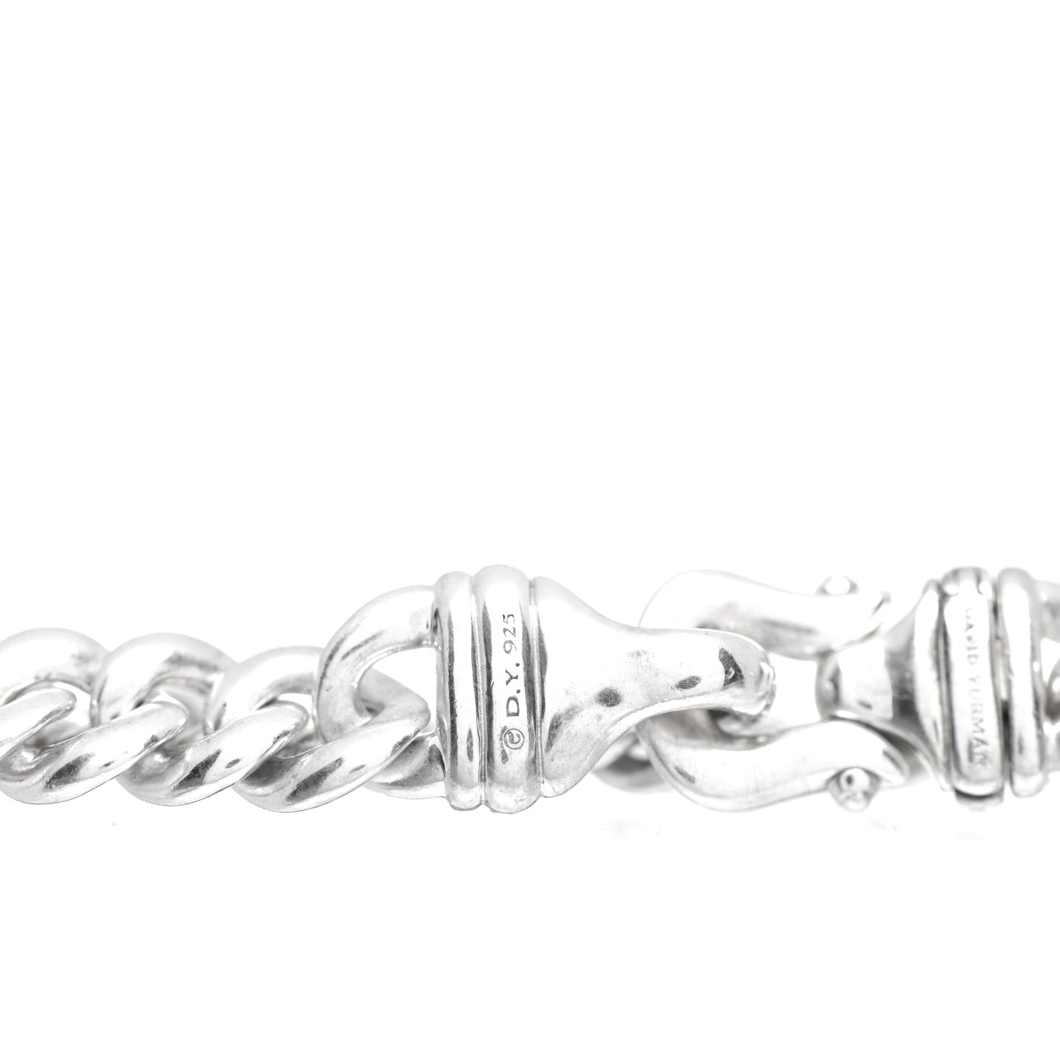 David Yurman Sterling Silver Diamond 12mm Curb Link Buckle Bracelet 4 of 4