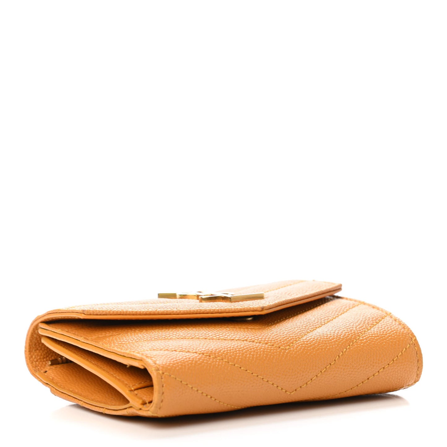 Grain De Poudre Matelasse Chevron Monogram Compact Tri Fold Wallet Senape Yellow