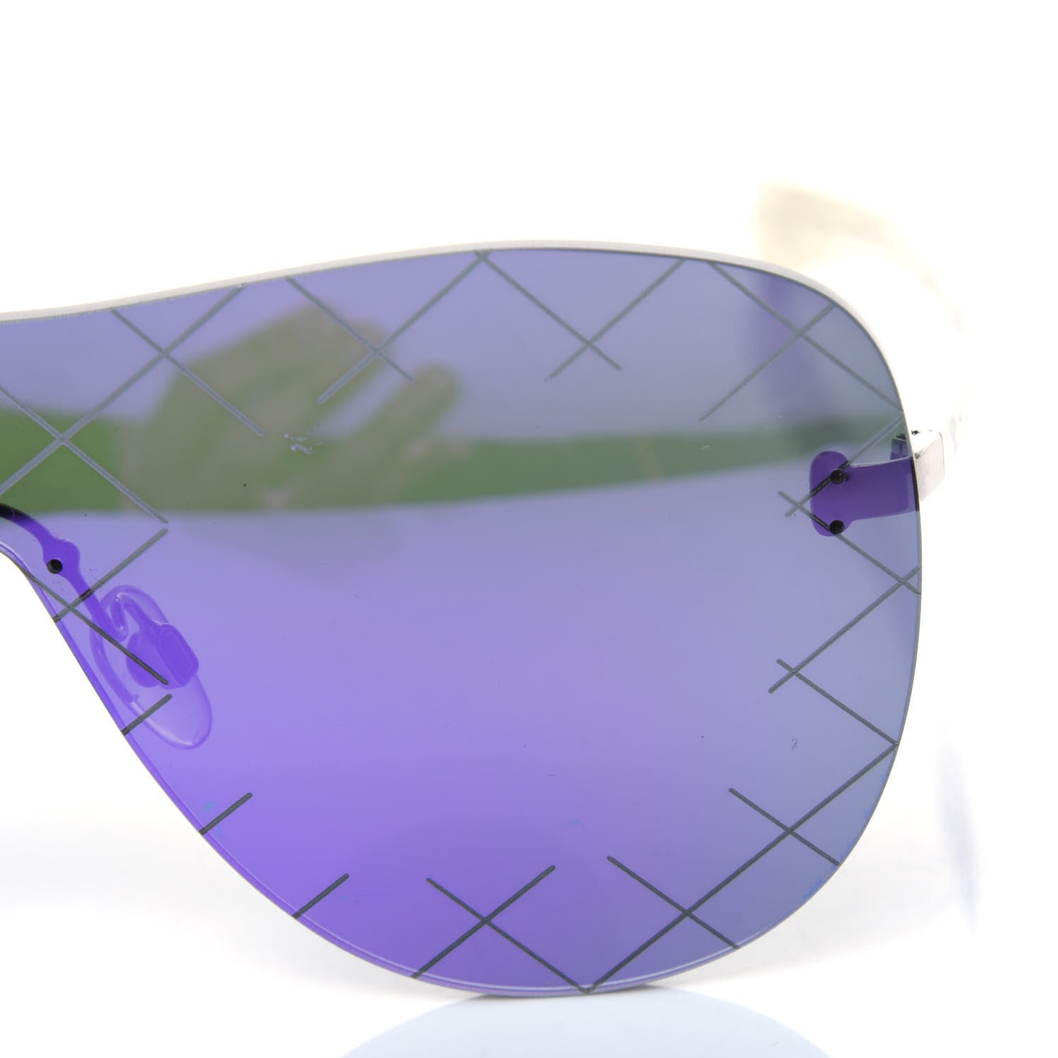 Chanel Acetate Shield Runway Sunglasses 71158 Silver Purple 7 of 9