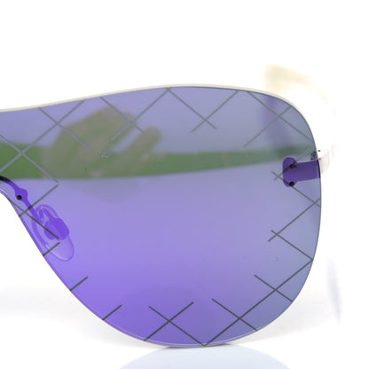 Chanel Acetate Shield Runway Sunglasses 71158 Silver Purple 7 of 9