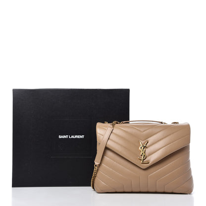 Saint Laurent Calfskin Y Quilted Monogram Medium Loulou Chain Satchel Dark Latte 11 of 11