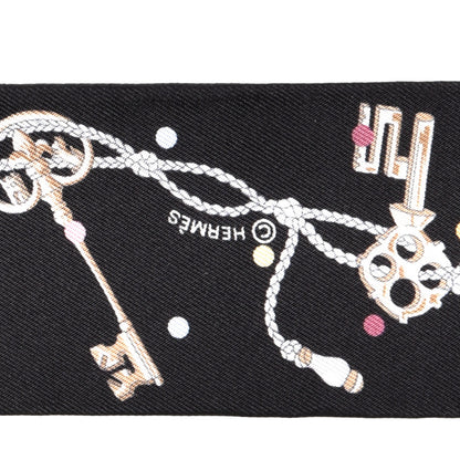 Hermes Silk Les Cles A Pois Twilly Black Beige Rose Multicolor 3 of 4