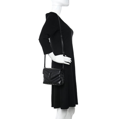 Saint Laurent Calfskin Y Quilted Monogram Monochrome Toy Loulou Crossbody Bag Black 2 of 10