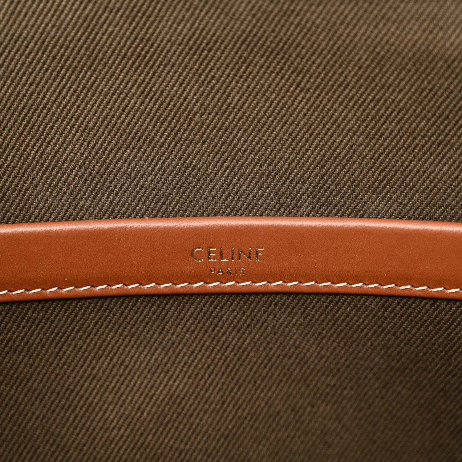 Celine Canvas Calfskin Embroidered Triomphe Large Cabas Thais Khaki Tan 5 of 10