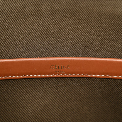Celine Canvas Calfskin Embroidered Triomphe Large Cabas Thais Khaki Tan 5 of 10