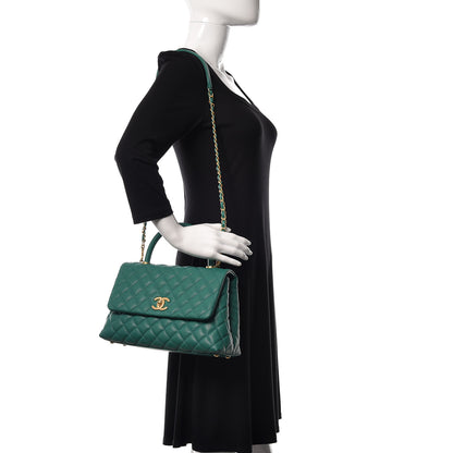 Chanel Caviar Quilted Small Coco Handle Flap Green 2 of 10