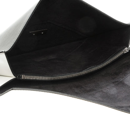 Celine Spazzolato Calfskin Diamond Clutch White Black 6 of 8