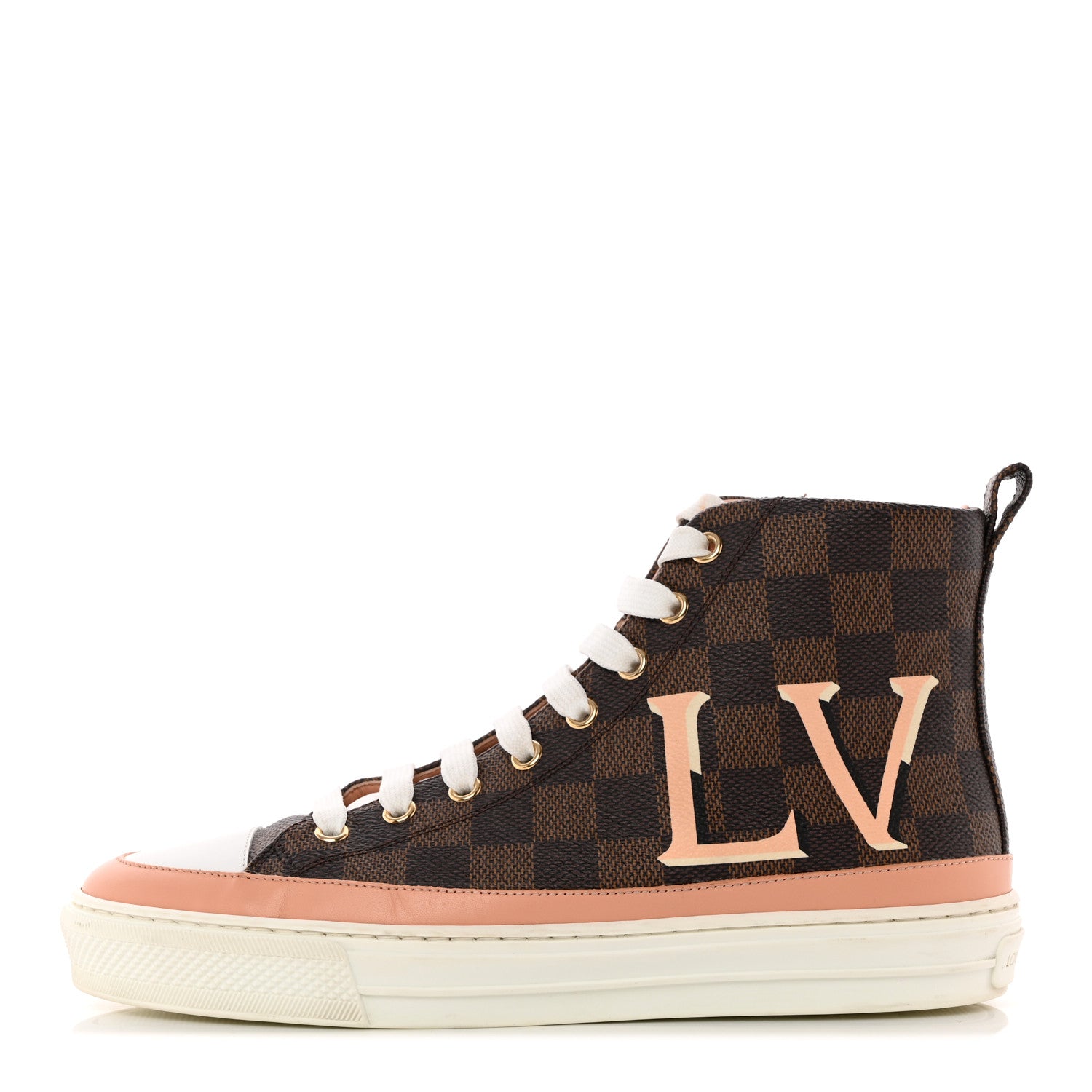 Louis Vuitton Damier Ebene Stellar High Top Sneakers 37.5 Venus Pink 1 of 24