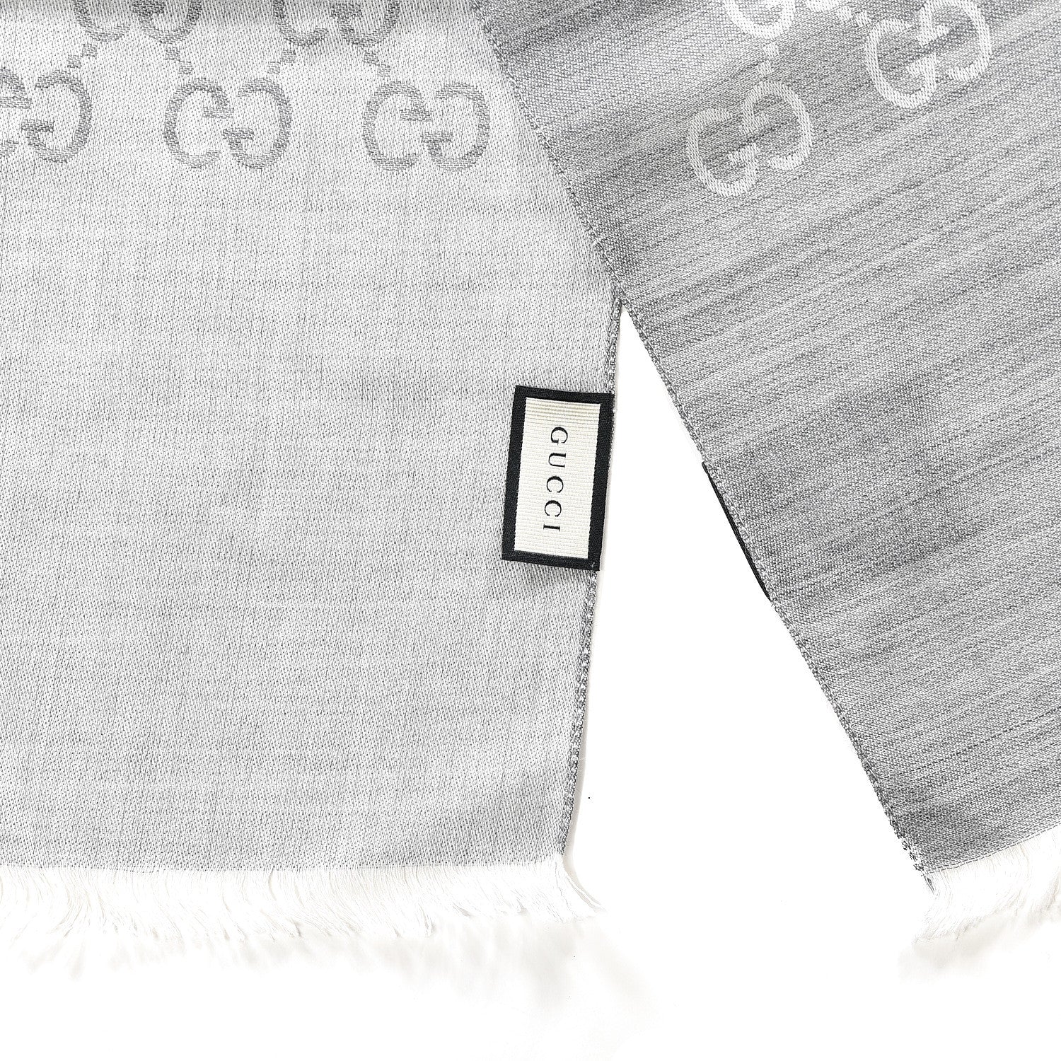 Gucci Wool Silk GG Monogram GGNat Scarf Lead 3 of 4