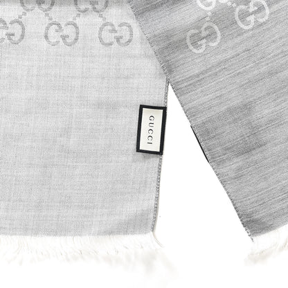 Gucci Wool Silk GG Monogram GGNat Scarf Lead 3 of 4