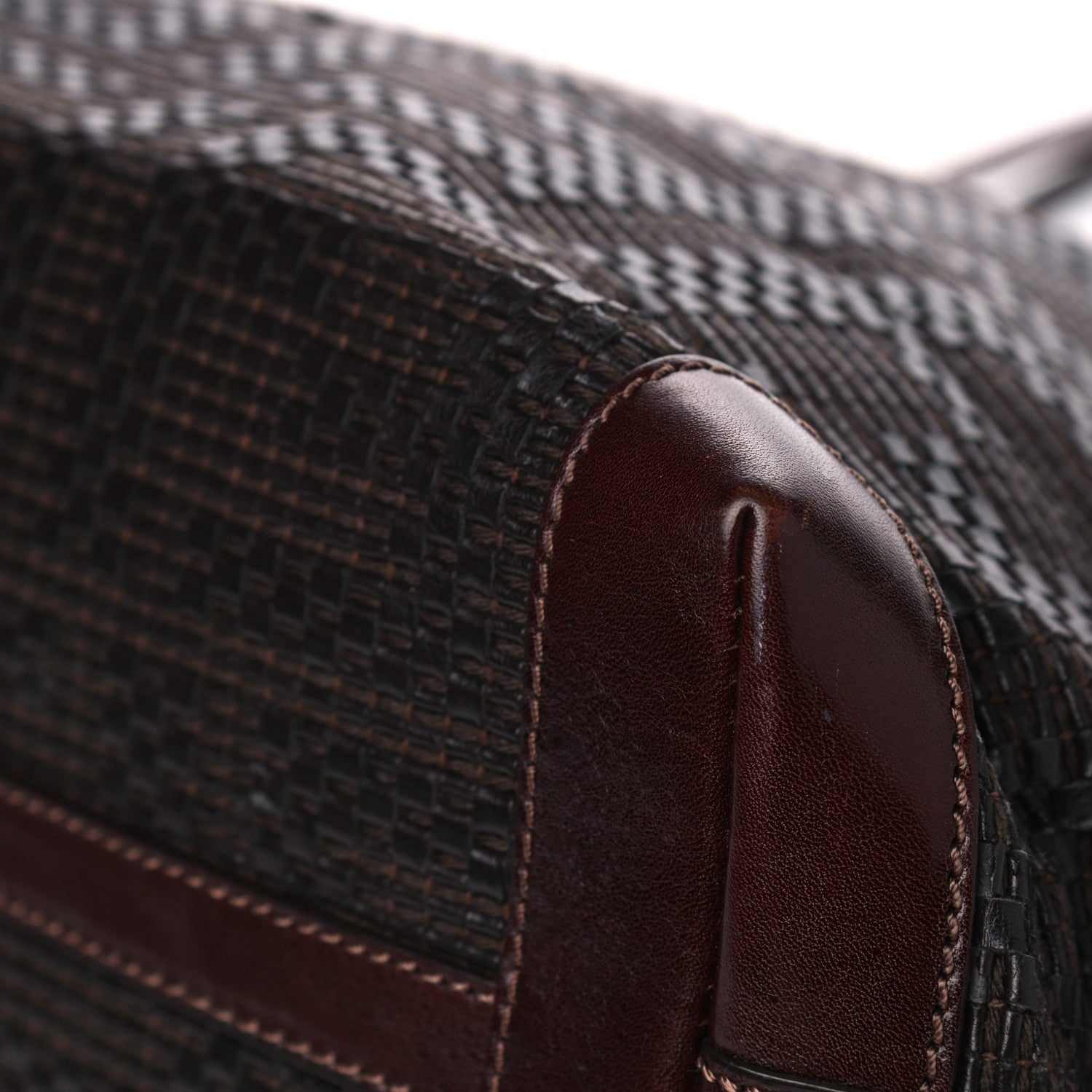 Fendi Calfskin FF Woven Medium Roll Tote Moro 9 of 16