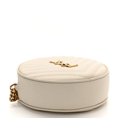 Saint Laurent Grain De Poudre Matelasse Chevron Quilted Round Vinyle Camera Bag Crema Soft 4 of 10