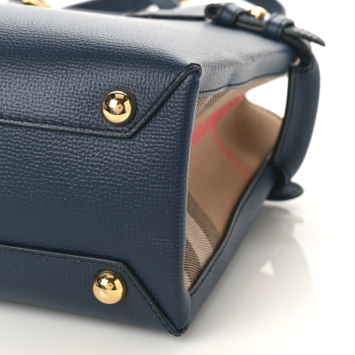 Grainy Calfskin House Check Small Banner Tote Ink Blue