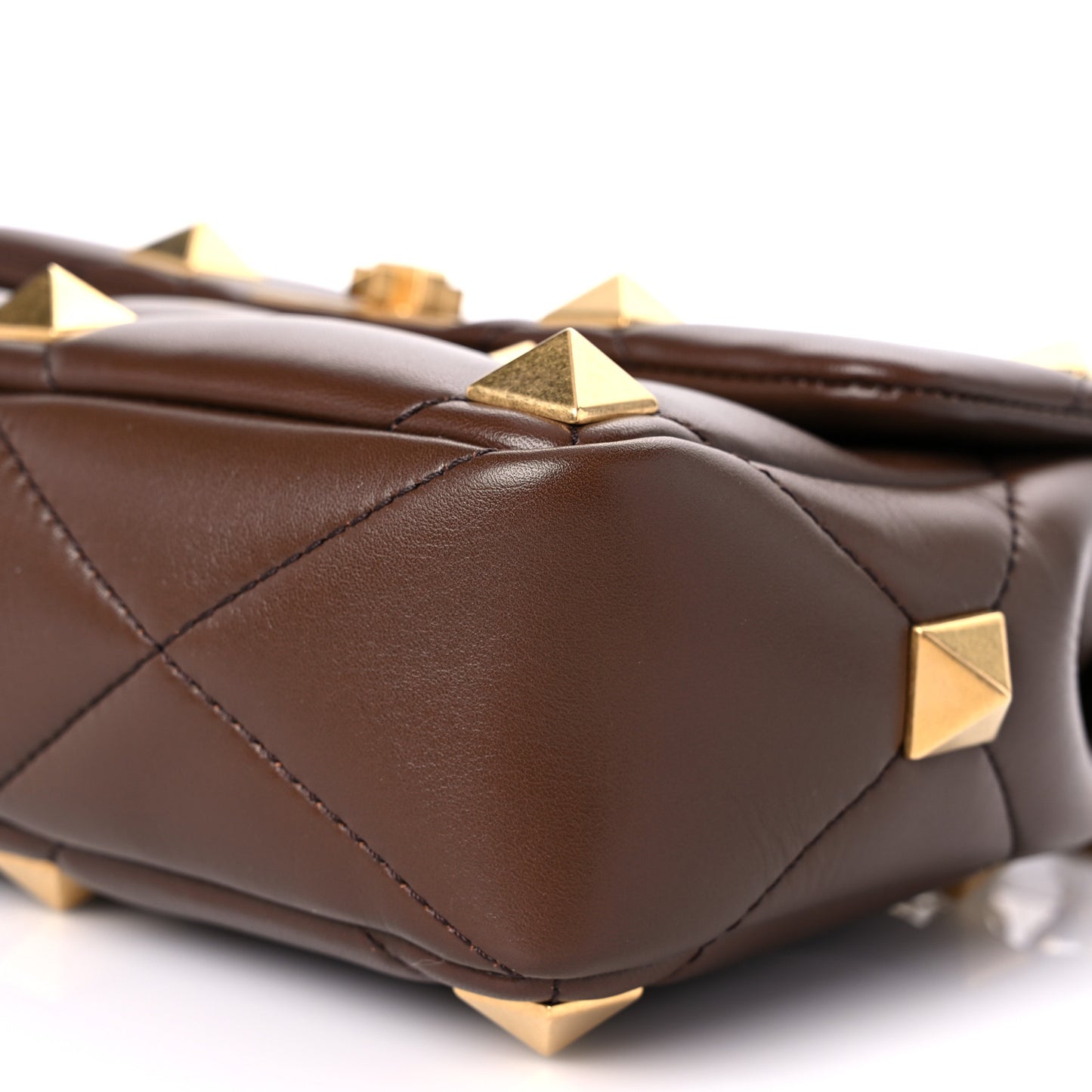 Nappa Medium Roman Stud Shoulder Bag Teak Brown