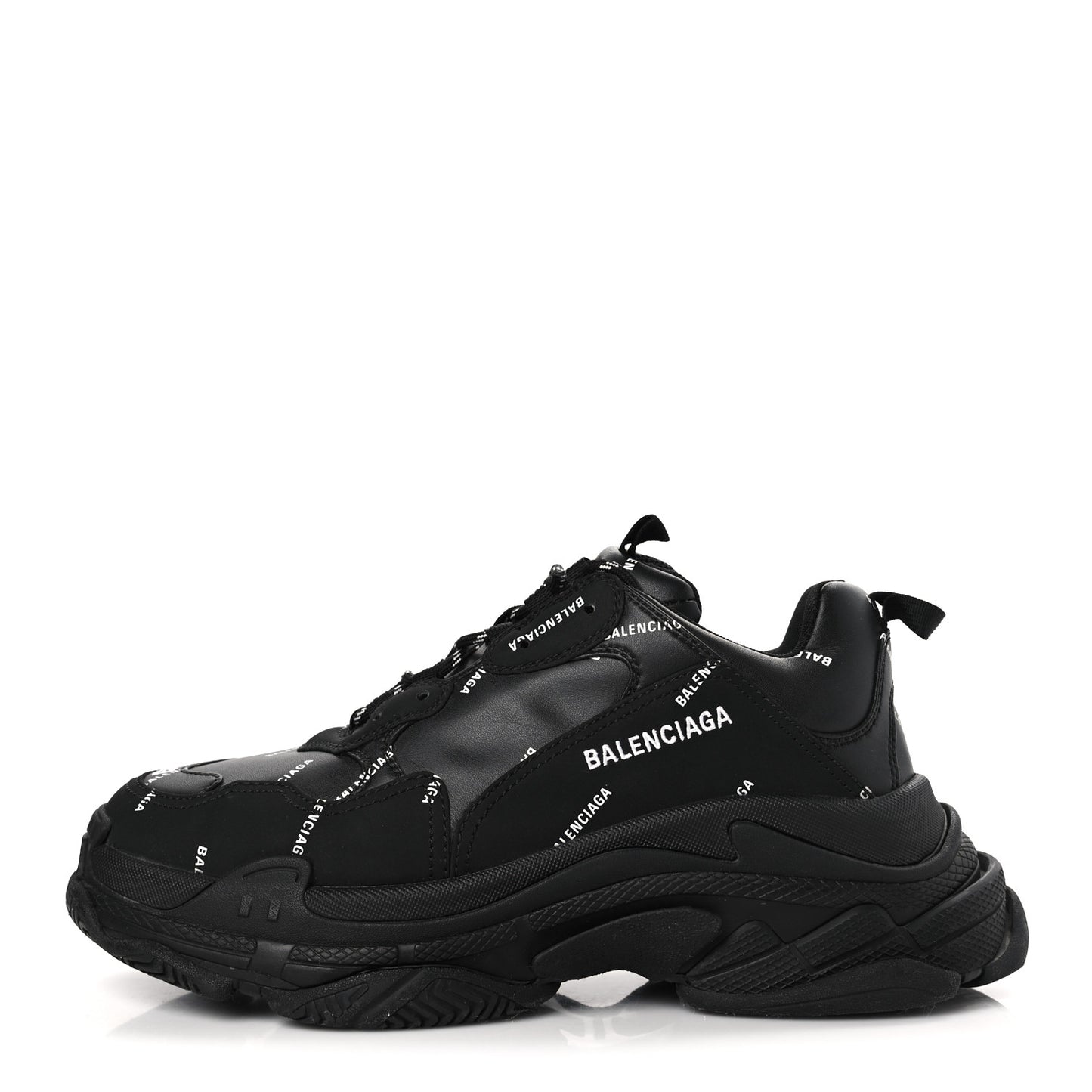 Technical Fabric Allover Logo Mens Triple S Sneakers 43 Black White