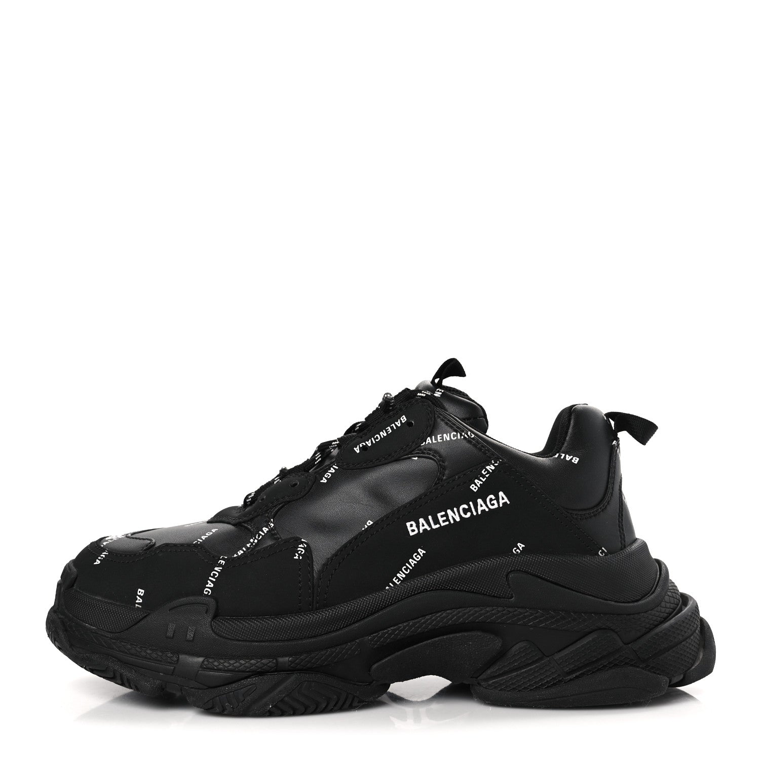 Balenciaga Technical Fabric Allover Logo Mens Triple S Sneakers 43 Black White 1 of 7