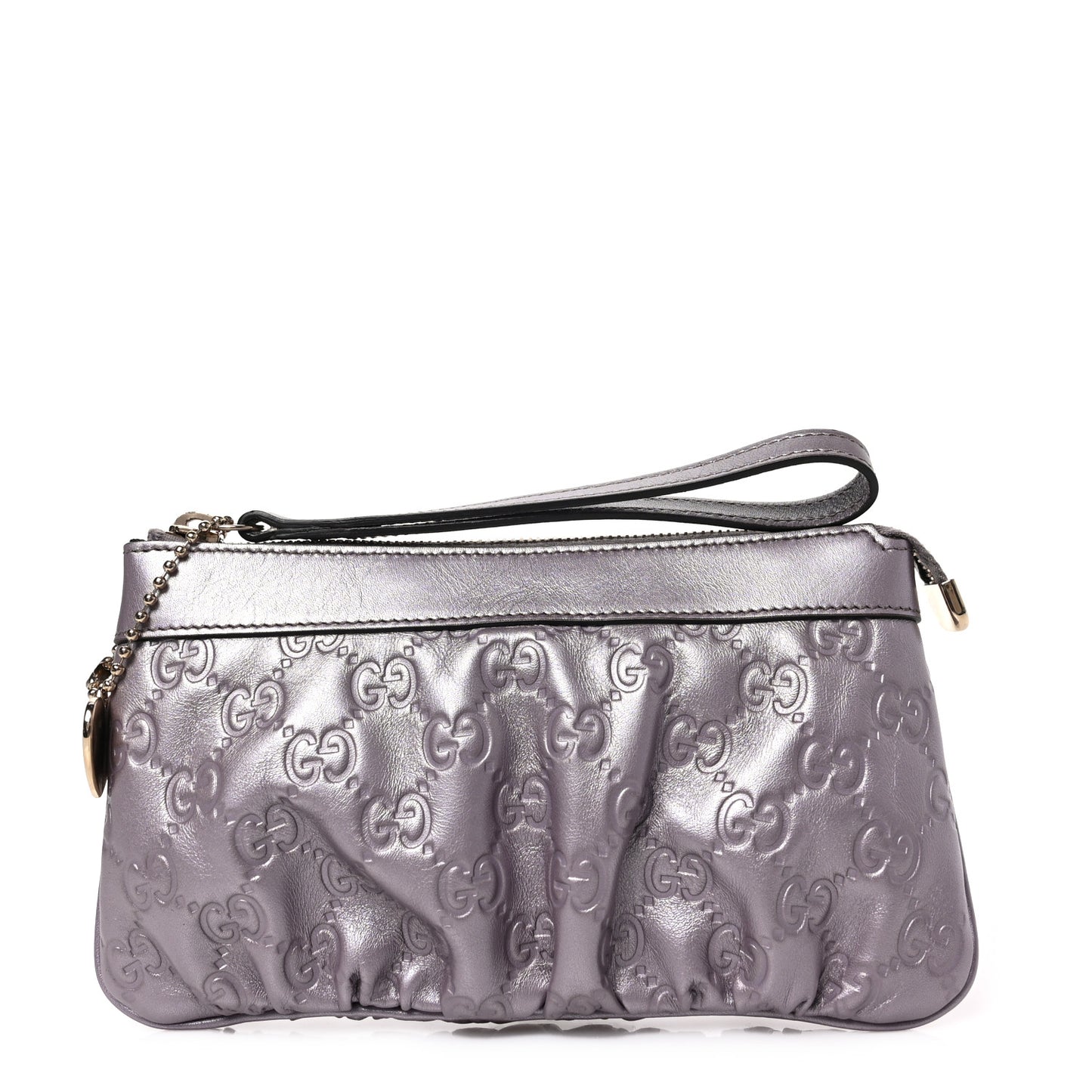 Metallic Soft Guccissima Heart Wristlet Senanque