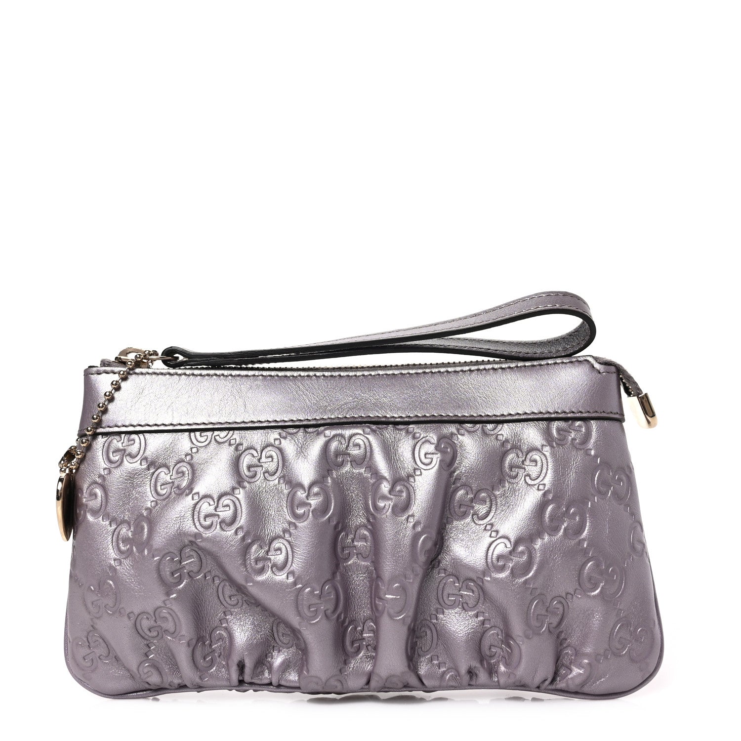 Gucci Metallic Soft Guccissima Heart Wristlet Senanque 1 of 6