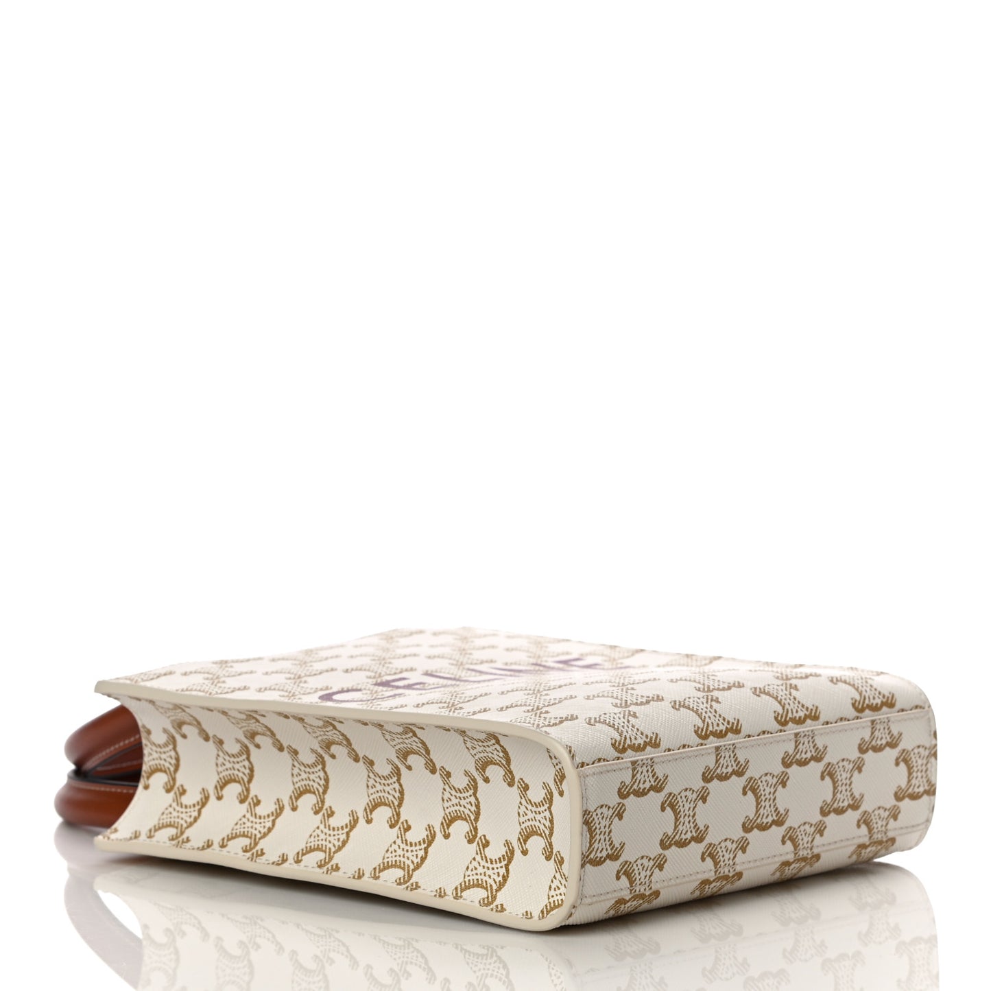 Triomphe Canvas Calfskin Mini Vertical Cabas White