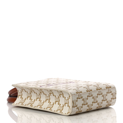 Celine Triomphe Canvas Calfskin Mini Vertical Cabas White 4 of 9