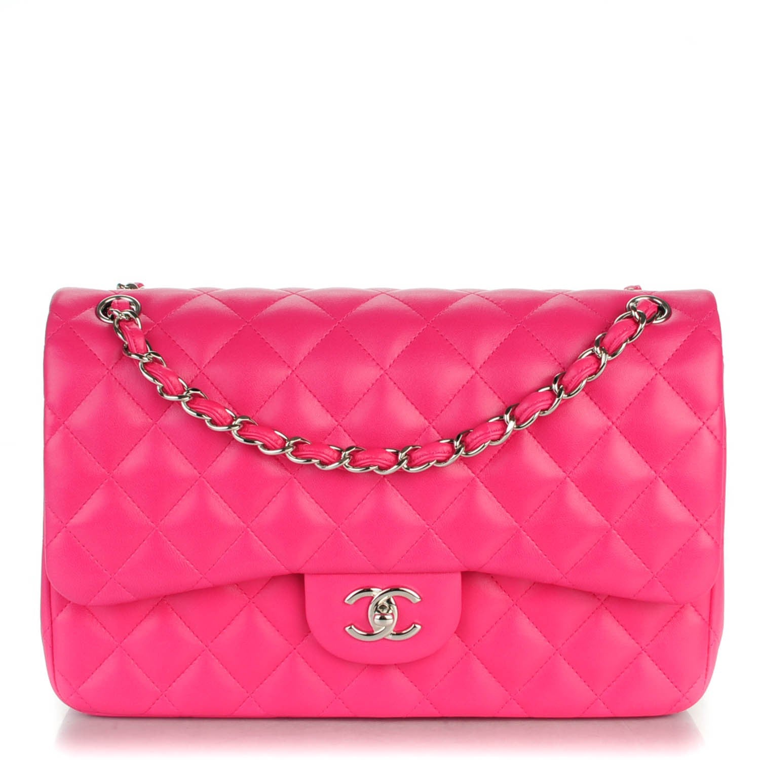 Chanel Lambskin Quilted Jumbo Double Flap Dark Pink 1 of 7