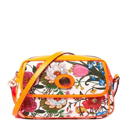 Gucci Canvas Flora Floral Shoulder Bag White Orange Fluo 1 of 8